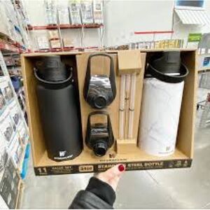 Stainless Steel Water Bottle Set - Black and White